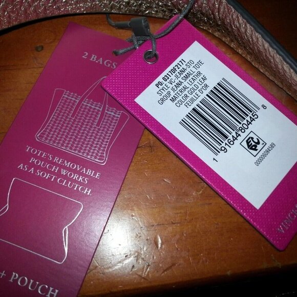 VINCE CAMUTO-Small Jeana Tote-Gold Leather-2 in 1 Bag-Current Collection-NWT - Picture 5 of 5